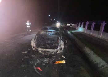 Un autoturism a fost distrus de flăcări