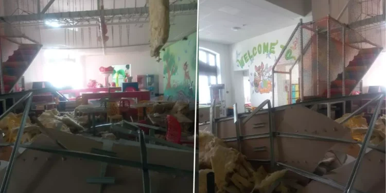 Administrator reținut după prăbușirea tavanului unui spațiu de joacă din Botoșani. Copiii aflați în incintă, în pericol!