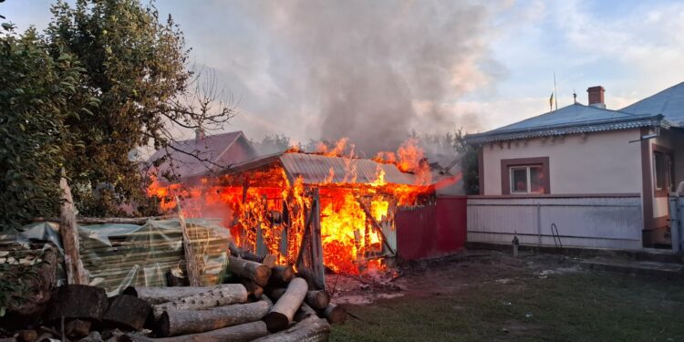 Incendiu devastator în Lișna: Două anexe distruse, sute de kilograme de miere și cereale făcute scrum