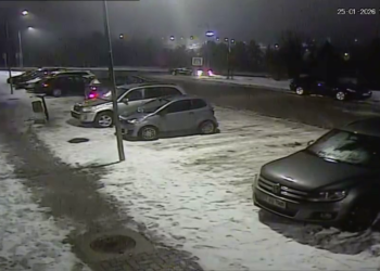 Șofer-fantomă în Parcul Cornișa! A rupt un stâlp cu mașina și a fugit în ceață VIDEO