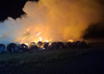 Incendiu suspect la Borzești! Peste 200 de baloți de furaje, transformați în scrum