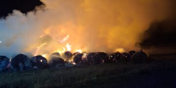 Incendiu suspect la Borzești! Peste 200 de baloți de furaje, transformați în scrum